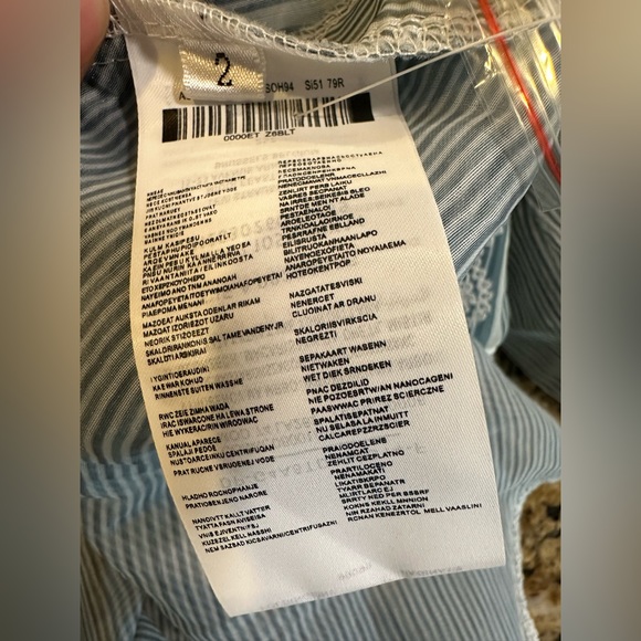 Green striped. Sheer ruffle blouse. New w/out tags. No size see measurements - Picture 4 of 7